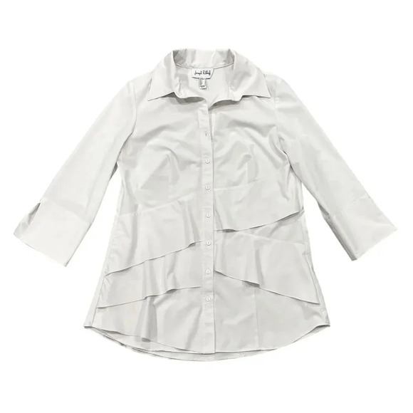 Joseph Ribkoff Off White Asymmetric Ruffle Tunic Blouse 10 - Picture 2 of 7